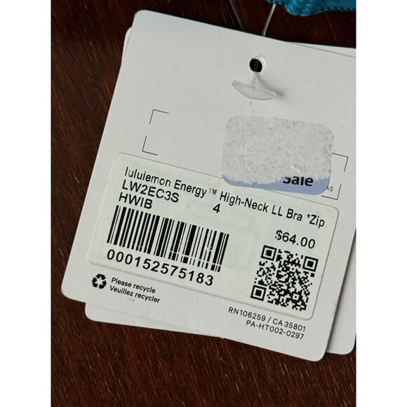 Lululemon Energy High Neck Longline Zip Bra Sz 4 Hawaiian Blue NWT Discontinued - Picture 16 of 16